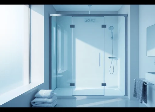 Die sonni Duschkabine in einem modernen Badezimmer, das elegantes Design und hochwertige Materialien zeigt.