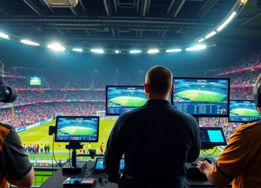 해외축구중계를 생중계하는 축구 경기 현장의 흥미진진한 분위기