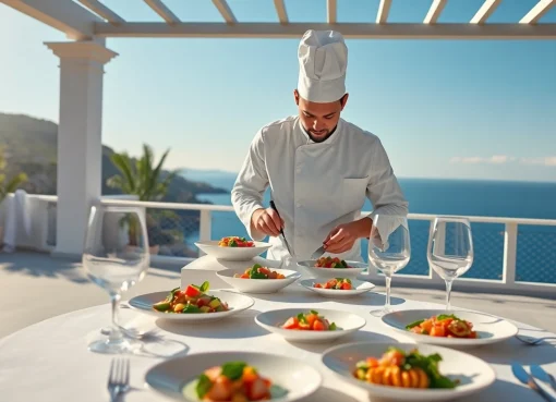 Experience gourmet meals prepared by a Sint Maarten private chef on a stunning villa terrace.