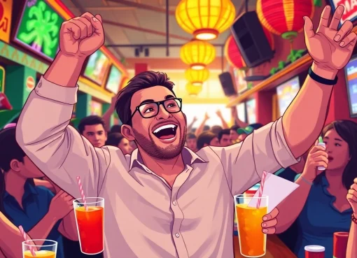 Exciting celebration of sports betting in Mexico in a vibrant sports bar.