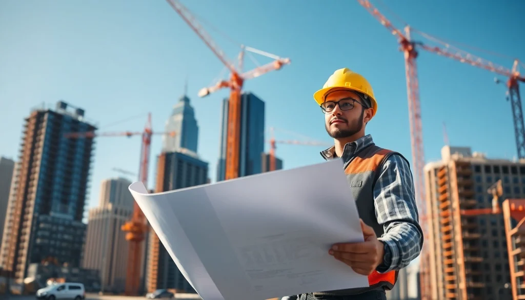 New York City Construction Manager directing a vibrant urban construction project.