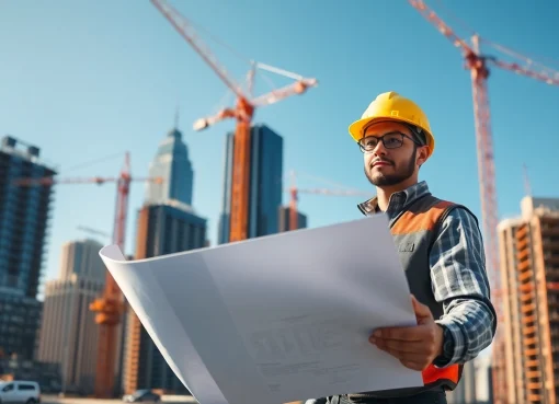 New York City Construction Manager directing a vibrant urban construction project.