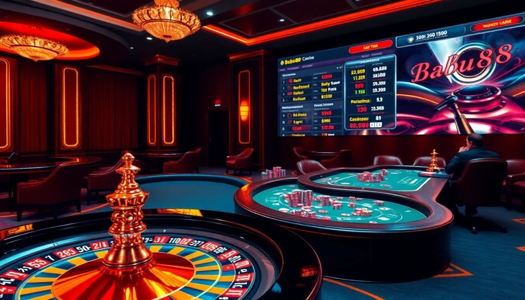 Exciting casino gameplay at Babu88 with roulette and poker action