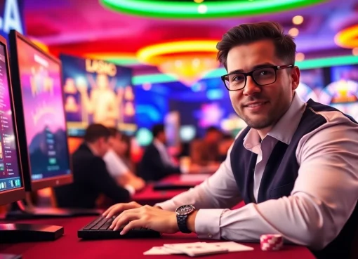 Menggambarkan pemain di Istana777 Situs saat bermain dengan antusias dan keberuntungan.