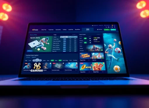 Engaging image of a sleek online gambling interface representing http://hm88.blue/ with sports betting and casino games.