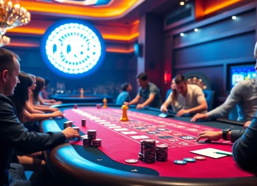 Players enjoying a thrilling poker game at QQ88 casino, showcasing excitement and strategy.