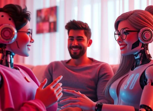 Engaging scene of ai sex chat interaction with AI characters, showcasing warmth and intimacy.
