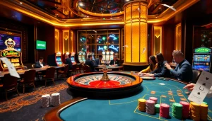Exciting gaming environment at https://789cluber.com/ featuring roulette, poker, and vibrant players.