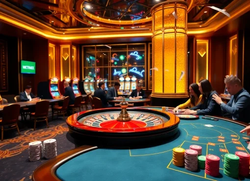 Exciting gaming environment at https://789cluber.com/ featuring roulette, poker, and vibrant players.