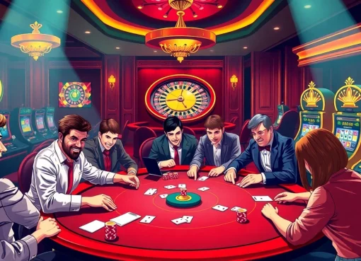 Engaging scene of a luxurious casino showcasing the 7upbet login experience with poker and roulette action.