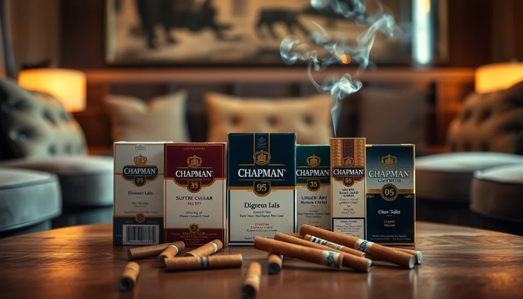 Showcase of chapman cigarettes in a cozy lounge setting, highlighting quality and elegance.