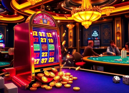 Rasakan sensasi di kasino slot depo 1K dengan mesin slot yang berwarna-warni dan pemain yang antusias.