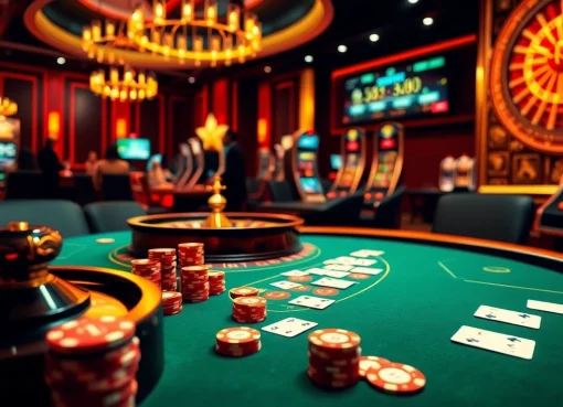 Excitement at mb66.nyc with luxurious poker chips and a roulette wheel in action.