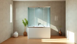 Erleben Sie die elegante duschkabine 100x100 in einem modernen Badezimmer mit natürlichen Akzenten.