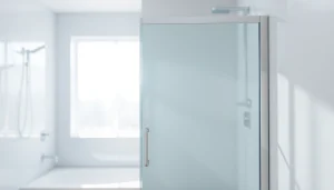 Elegant shower screen door with refined glass design enhances modern bathroom aesthetics.