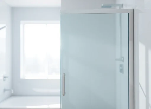 Elegant shower screen door with refined glass design enhances modern bathroom aesthetics.