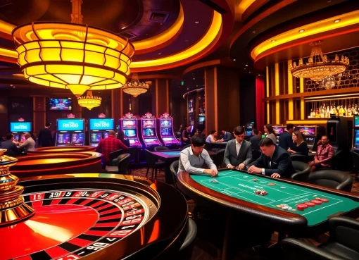 Experience the thrill of gaming at RR88 link with vibrant casino tables and excited players.