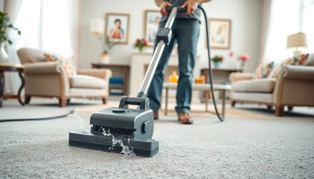 Promotional image of carpet cleaning specials showcasing a technician transforming a carpet.
