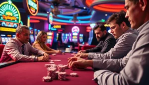 Engage with the best csgo gambling sites reddit through an exciting poker table scene featuring players.