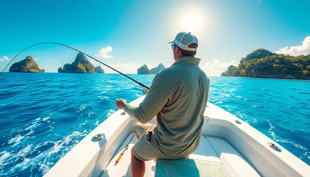 Catch the excitement of saltwater fly fishing with a focused angler on a vibrant ocean.