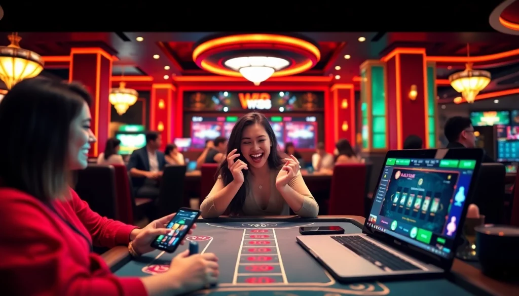 Experience the exciting world of online casino gaming at w88.nyc with vibrant Baccarat and Blackjack scenes.