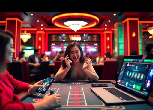 Experience the exciting world of online casino gaming at w88.nyc with vibrant Baccarat and Blackjack scenes.