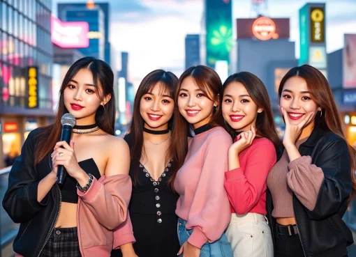 Engaging photo of blackpink members Jisoo, Jennie, Rosé, and Lisa in a dynamic urban setting.