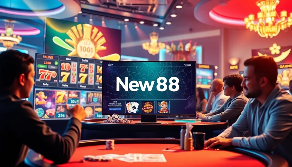 Exciting online gambling scene featuring New88go.com games and vibrant casino atmosphere.