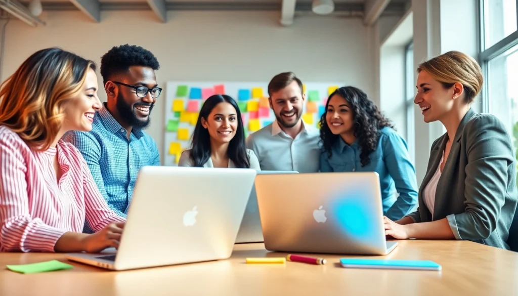 Engaged sales reps discussing where to find sales reps looking for new opportunities.