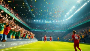 บ้านผลบอล888 การเฉลิมฉลองในสนามฟุตบอลที่เต็มไปด้วยแฟนบอลและความตื่นเต้น