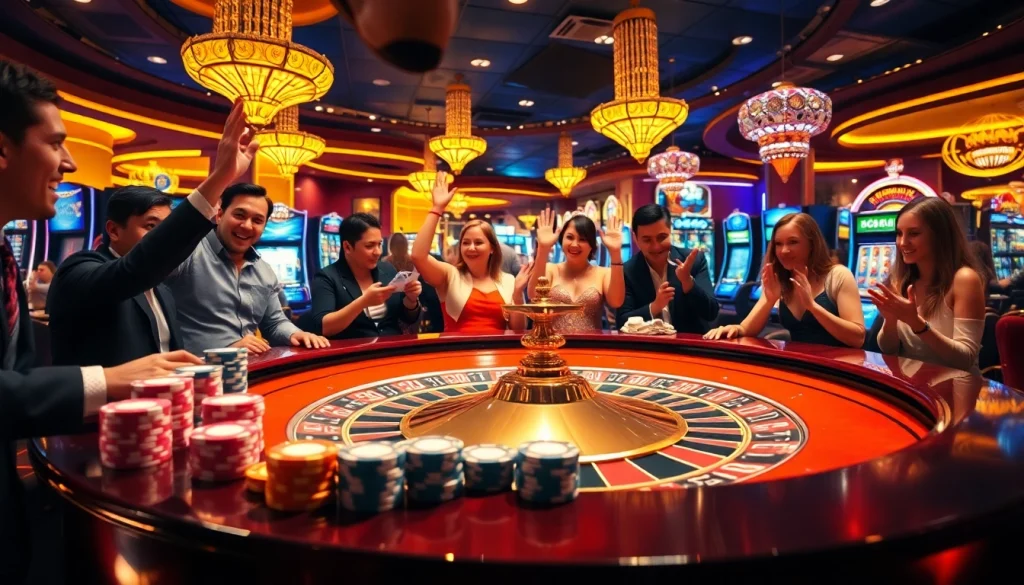 Nikmati kemenangan Datuk yang mendebarkan di kasino mewah, menampilkan rolet, chip poker, dan penjudi yang bersemangat.