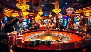 Nikmati kemenangan Datuk yang mendebarkan di kasino mewah, menampilkan rolet, chip poker, dan penjudi yang bersemangat.