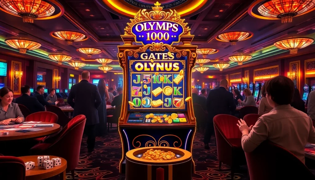 Engaging moment on Olympus 1000 slot machine, featuring vibrant colors and luxury casino elements.