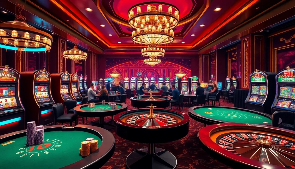 Vivez l'excitation du casino en ligne Français avec des joueurs professionnels autour de la roulette et des machines à sous vibrantes.