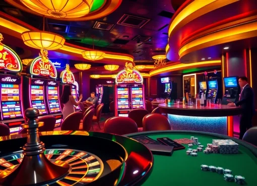 Experience the excitement of playing slot gacor machines with vibrant colors and casino ambiance.