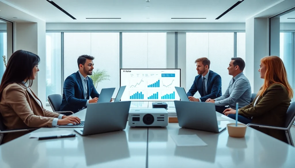 Regulacje AI omówione przez profesjonalistów w nowoczesnym biurze