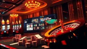 Experience thrilling gaming action at 8kbet with vibrant online casino scenes and exciting game elements.
