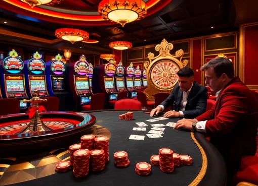 Participez à l'atmosphère palpitante du casino en ligne France avec des jetons de poker vibrants et une roue de roulette excitante.