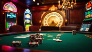 Découvrez l'excitation du casino en ligne Français avec des machines à sous vibrantes et une roue de roulette classique.