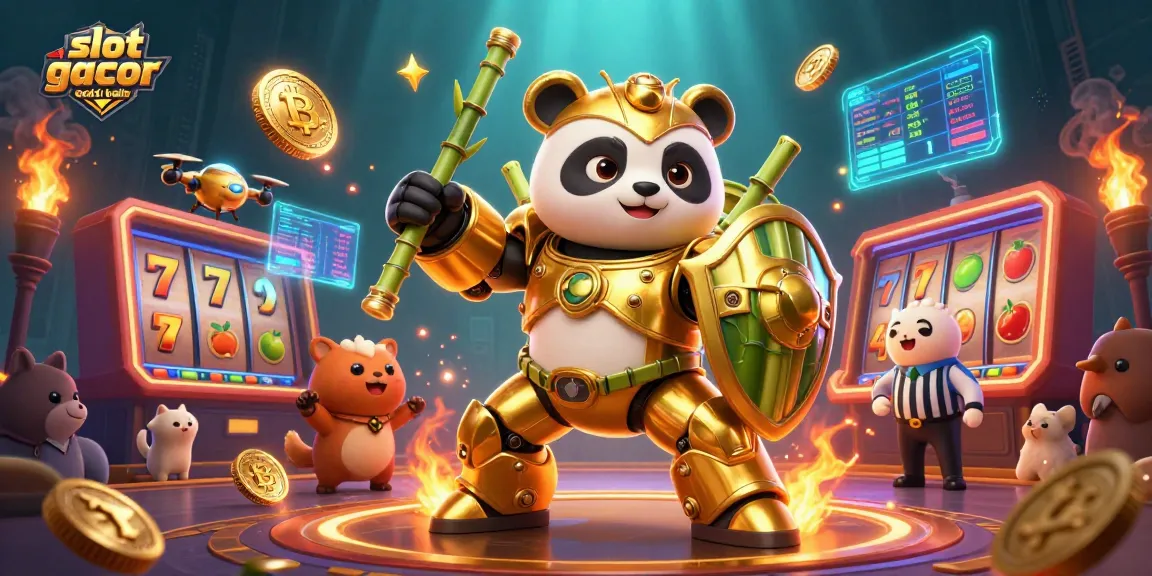 Play exciting games on slot gacor anti kalah with golden panda and casino elements