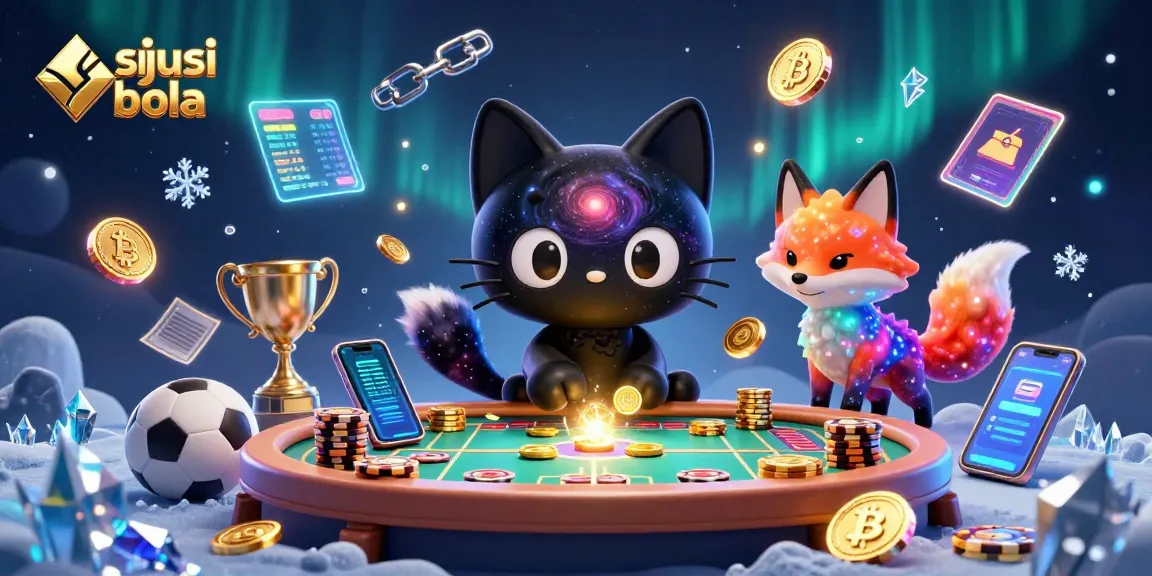 Engage with situs judi bola in vibrant 3D cosmic betting scene featuring a black hole cat and betting elements
